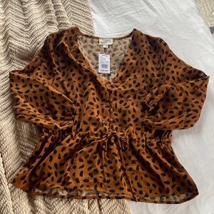 Everly Brown and Black Patterned Blouse
